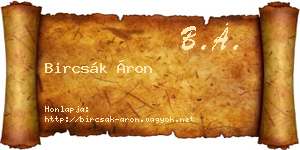 Bircsák Áron névjegykártya